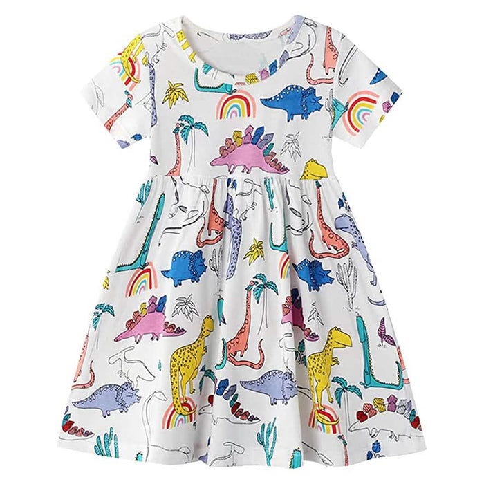 Girl's Dinosaur Tunic Short Sleeve Summer Casual Dress by DailySale