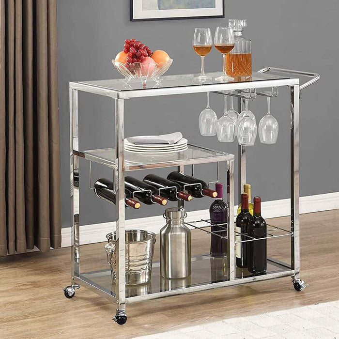 Glass Bar Cart with Wine Rack & Glass Holder by DailySale