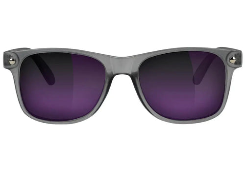 Glassy Leonard Polarized Sunglasses - Matte Transparent Dark Grey/Purple Mirror by Swell-O-Phonic