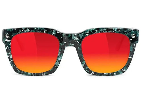 Glassy Walker Plus Polarized Sunglasses - Green Tortoise/Red Mirror by Swell-O-Phonic