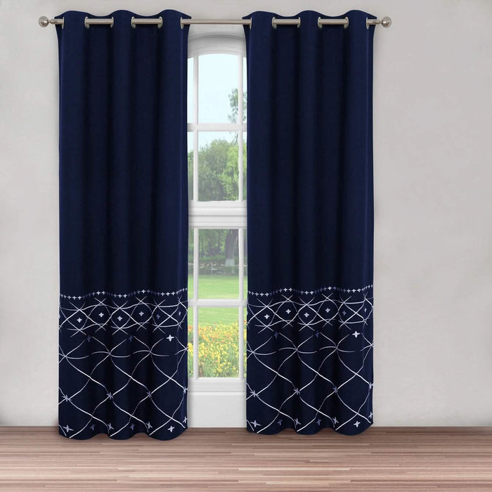 2-Piece Set: Global Indigo Embroidered Window Panel Pair by DailySale