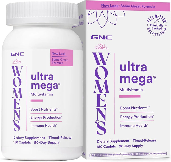 GNC Women's Ultra Mega Multivitamin Caplets, 180 Count (Best By 11/2026) by Price Is Right Miami