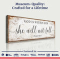 God Is Within Her She Will Not Fall Psalm 46:5 Faith Sign by Tailored Canvases