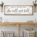 God Is Within Her She Will Not Fall Psalm 46:5 Faith Sign by Tailored Canvases