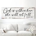 God Is Within Her She Will Not Fall Psalm 46:5 Faith Sign III by Tailored Canvases