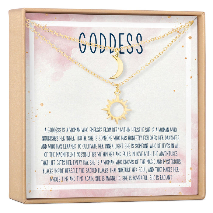 Goddess Sun and Moon Pendants Necklace Set by Dear Ava