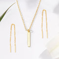 Godmother Gold Bar Earring Threader and Necklace Jewelry Set by Dear Ava