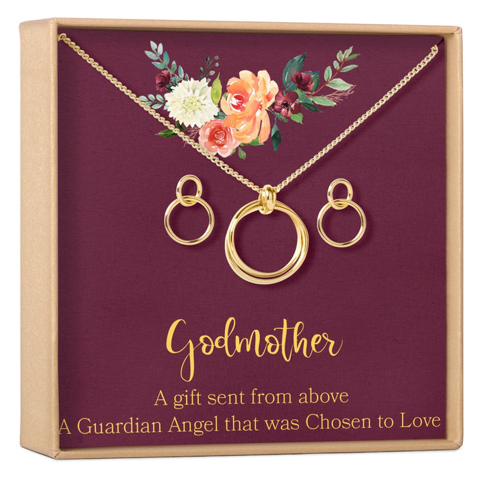 Godmother Linked Circles Earring and Necklace Jewelry Set by Dear Ava