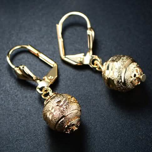 Gold Ball Drop Lever Back Earrings by DailySale