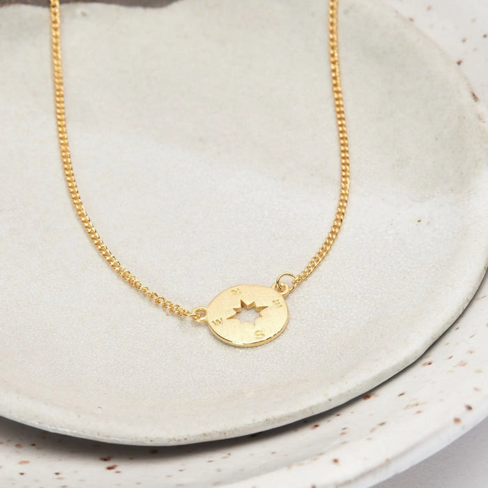 Gold Compass Necklace by Dear Ava