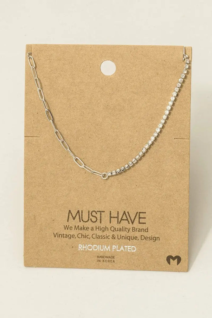 Gold Dipped Cz Chain Link Necklace: Silver by Boutique 23