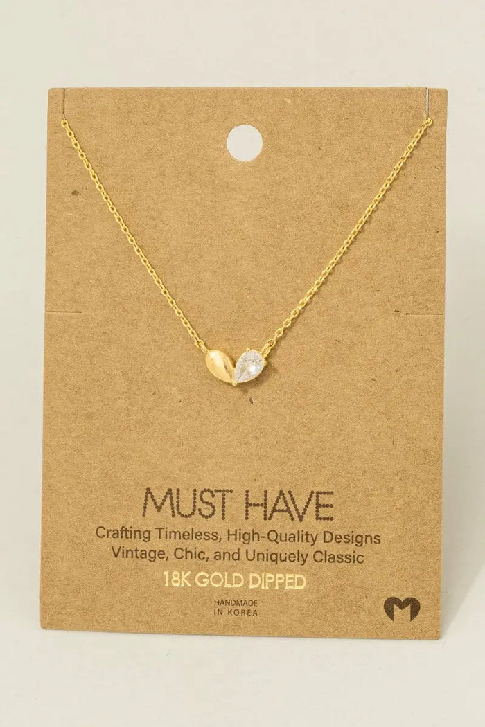 Gold Dipped Cz Heart Shape Pendant Necklace by Boutique 23