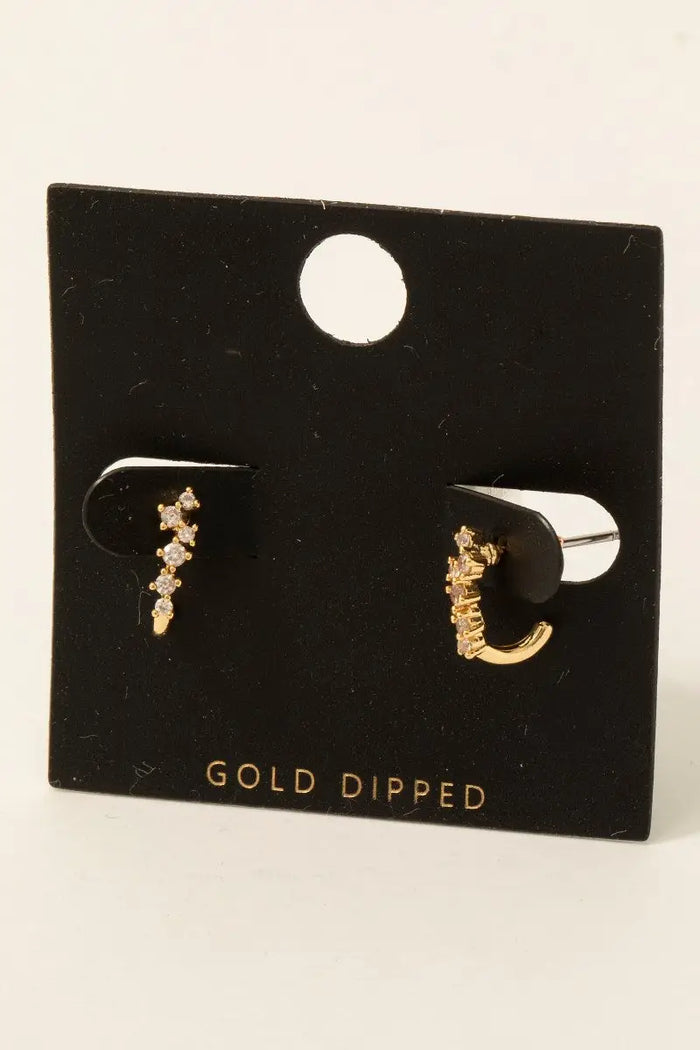 Gold Dipped Cz Pave Oval Hoop Earrings by Boutique 23