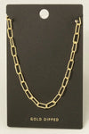 Gold Dipped Dainty Textured Oval Chain Necklace