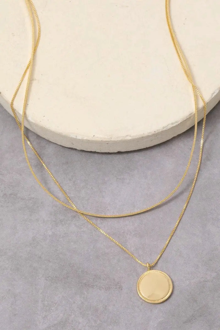 Gold Dipped Layered Coin Pendant Necklace by Boutique 23