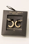 Gold Dipped Mixed Cz Pave Hoop Earrings