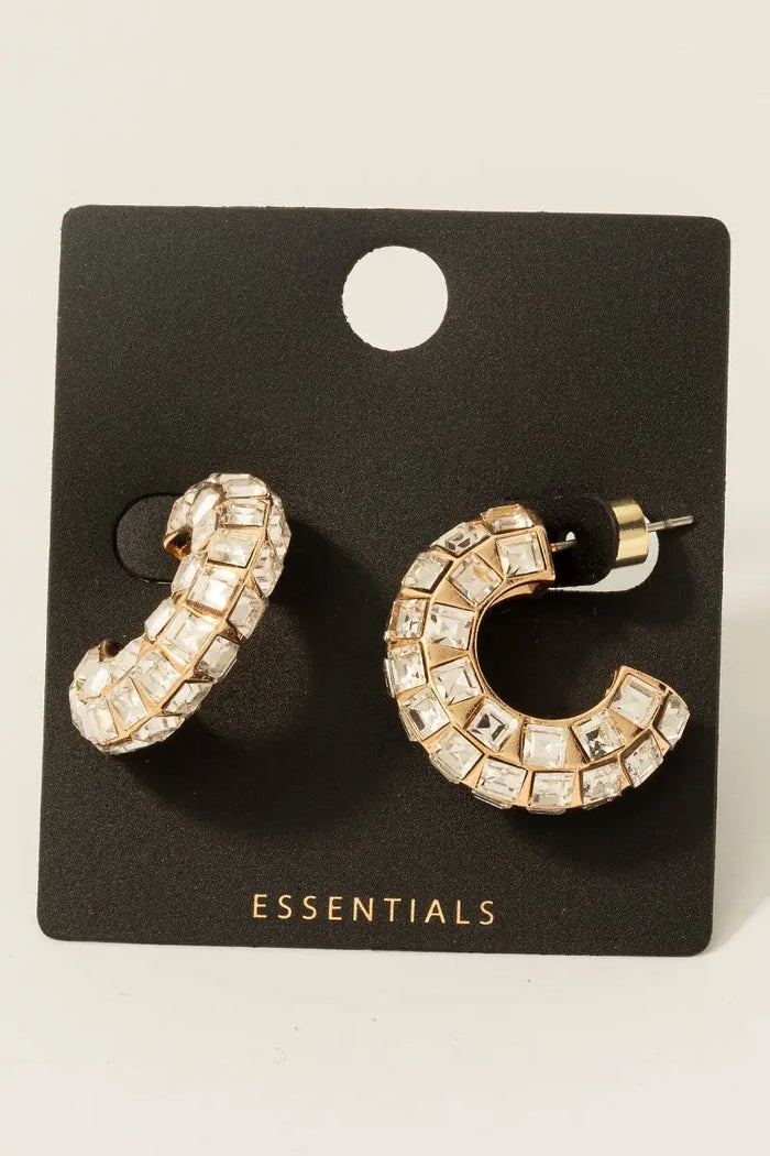 Gold Dipped Square Cz Pave Tube Hoop Earrings by Boutique 23