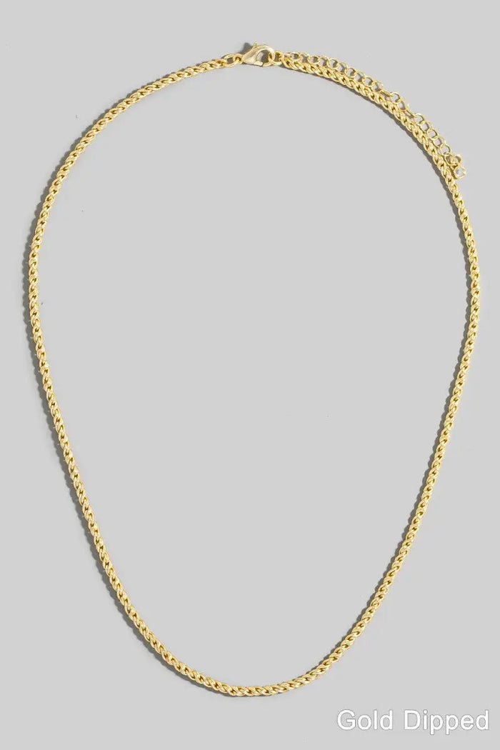 Gold Dipped Tight Braided Rope Classic Chain Necklace by Boutique 23