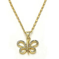 Gold Filled Fancy Necklace Butterfly Design with White Micro Pave Polished Finish Golden Tone by DailySale
