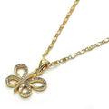 Gold Filled Fancy Necklace Butterfly Design with White Micro Pave Polished Finish Golden Tone by DailySale