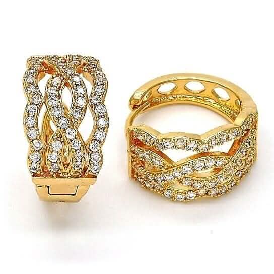 Gold Filled High Polish Finsh Diamond Accent Huggie Hoop Earrings by DailySale