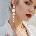 Gold Long Fringe Pearl Earrings by DailySale