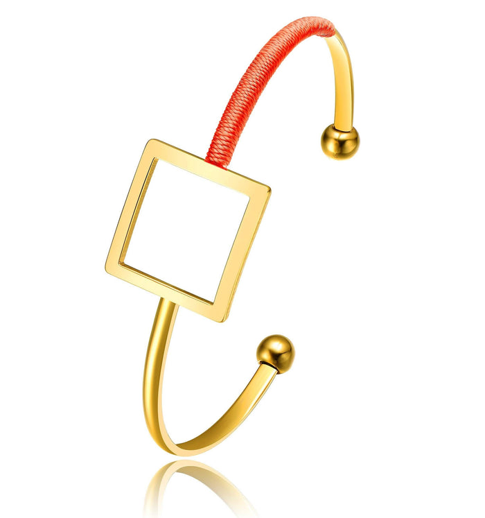 Gold Plated Cadmium Orange Thread Square Bangle by DailySale