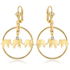 Gold Plated Elephant Dangle Earrings Made with Swarovski Crystals
