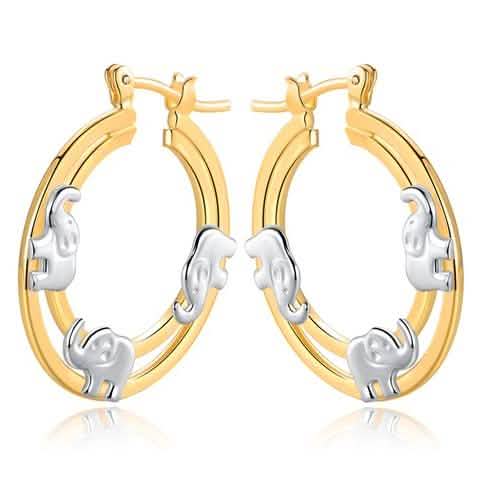 Gold Plated Elephant Stamp Hoop Earrings by DailySale
