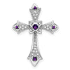Gold Round Natural Amethyst and Diamond Pendant