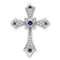 Gold Round Natural Amethyst and Diamond Pendant by Fine Color Jewels