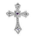 Gold Round Natural Amethyst and Diamond Pendant by Fine Color Jewels