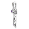 Gold Round Natural Amethyst and Diamond Pendant by Fine Color Jewels