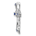 Gold Round Natural Blue Sapphire and Diamond Pendant by Fine Color Jewels