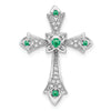 Gold Round Natural Emerald and Diamond Pendant