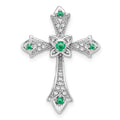 Gold Round Natural Emerald and Diamond Pendant by Fine Color Jewels