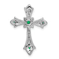 Gold Round Natural Emerald and Diamond Pendant by Fine Color Jewels