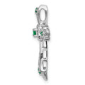 Gold Round Natural Emerald and Diamond Pendant by Fine Color Jewels