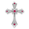 Gold Round Natural Ruby and Diamond Pendant