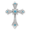 Gold Round Natural Swiss Blue Topaz and Diamond Pendant