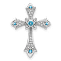 Gold Round Natural Swiss Blue Topaz and Diamond Pendant by Fine Color Jewels