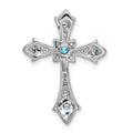 Gold Round Natural Swiss Blue Topaz and Diamond Pendant by Fine Color Jewels
