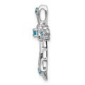 Gold Round Natural Swiss Blue Topaz and Diamond Pendant by Fine Color Jewels