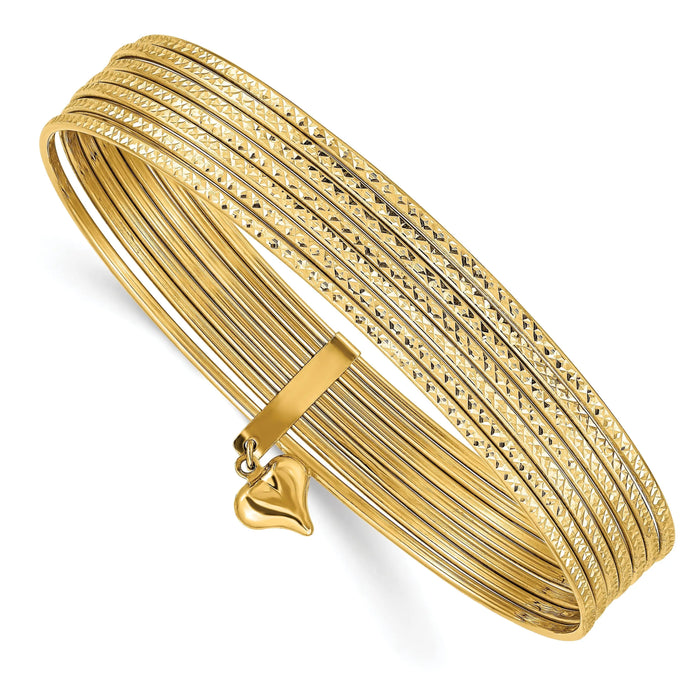 Gold Seven Strand Slip-on Bangles Bracelet by Fine Color Jewels