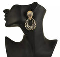 Gold Stripped African Drop Earrings by Duma Mbili LLC