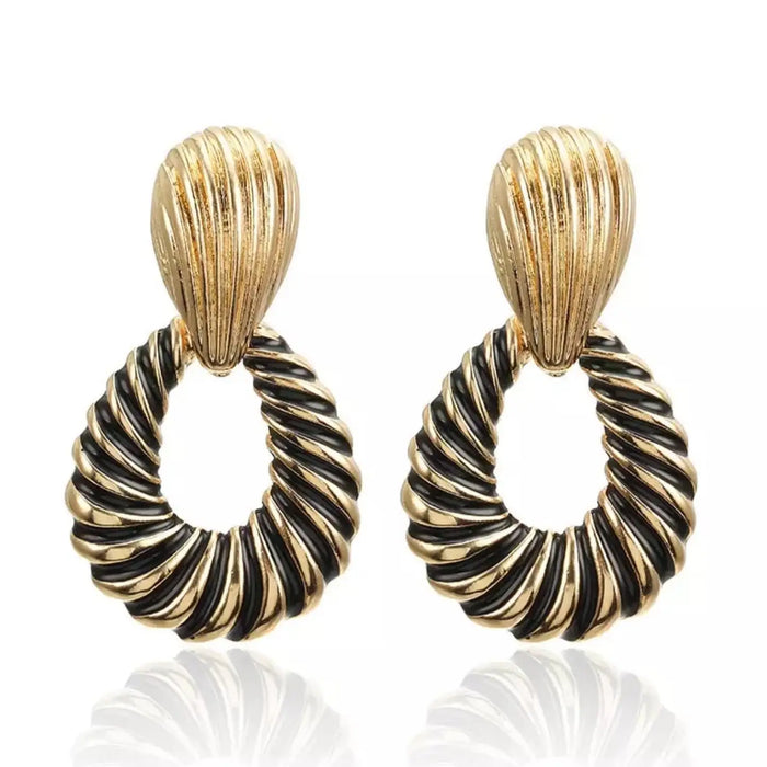 Gold Stripped African Drop Earrings by Duma Mbili LLC
