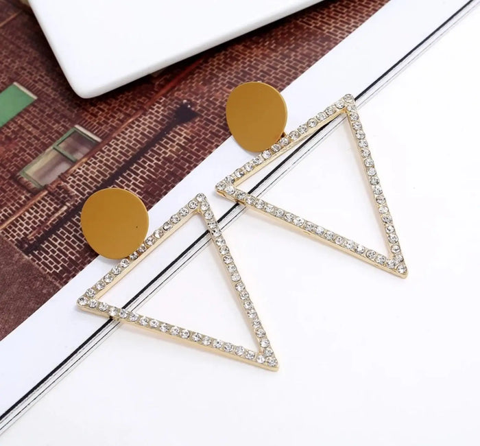 Gold Triangle Earrings by Duma Mbili LLC