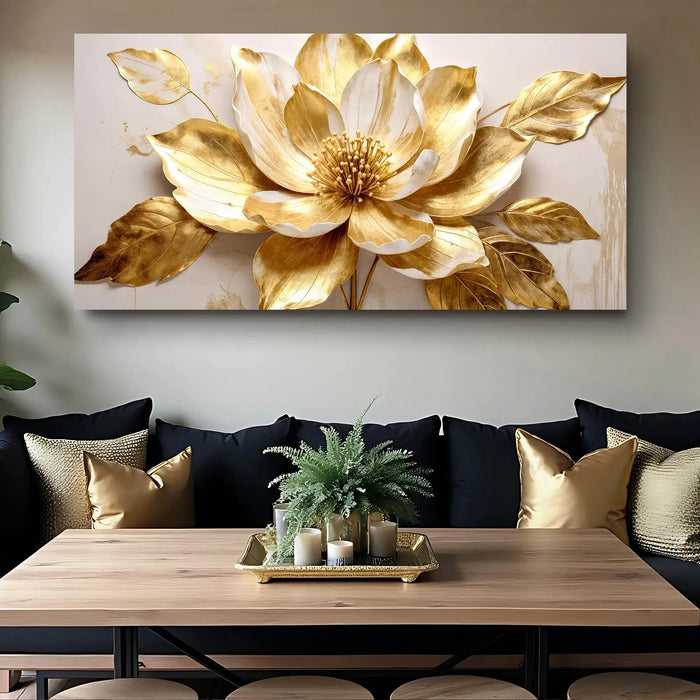 Golden Dandelion Minimalist Abstract Wall Art VIII by Tailored Canvases