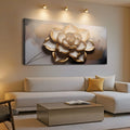 Golden Lotus Minimalist Abstract Wall Art by Tailored Canvases