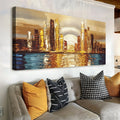 Golden Metropolis Abstract Impasto Wall Art by Tailored Canvases
